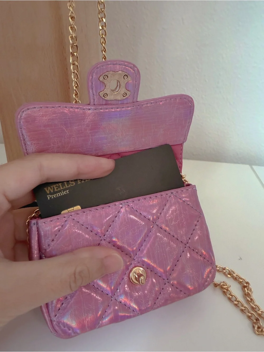 Pink Purple Holographic Mini Crossbody Bag